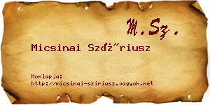 Micsinai Szíriusz névjegykártya